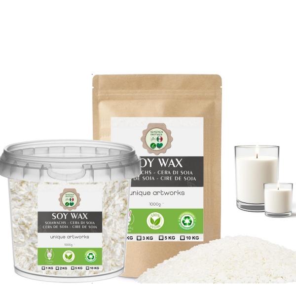 Kit Cera Di Soia Naturale Per Candele 1kg + 100 Stoppini In Cotone, Adesivi E Supporti – Ohcans